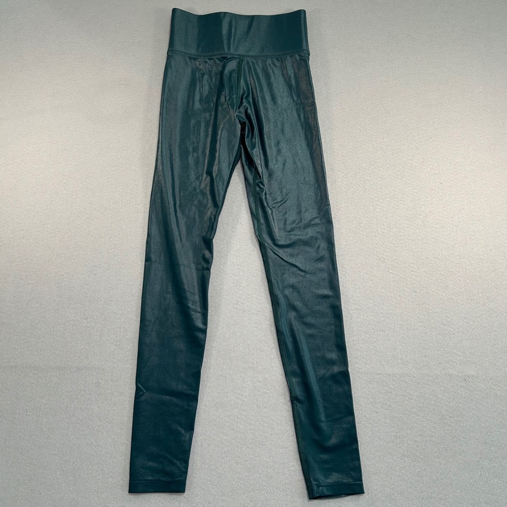 Carbon38 Takara Leggings Womens XS Dark Teal Metallic High Rise Shine